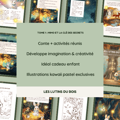 Les Lutins du Bois – Tome 1 : Mimo et la Clé des Secrets | Conte illustré + Activités à Colorier (PDF téléchargeable)