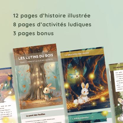 Les Lutins du Bois – Tome 1 : Mimo et la Clé des Secrets | Conte illustré + Activités à Colorier (PDF téléchargeable)
