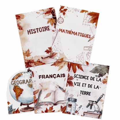 👉 Pages de Garde Collège – Collection Automne 2025 🍂 (7 matières + fiche de présentation personnalisée)