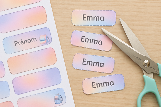 Étiquettes prénom imprimables – Style Pastel Chic (PDF A4)