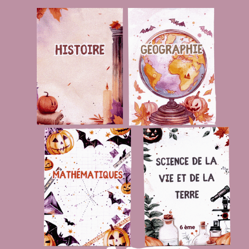 👉 Pages de Garde Collège – Collection Halloween 2025 🎃 (7 matières + fiche de présentation personnalisée)