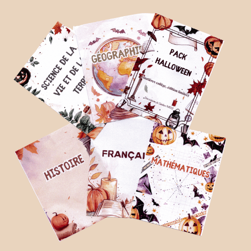 👉 Pages de Garde Collège – Collection Halloween 2025 🎃 (7 matières + fiche de présentation personnalisée)
