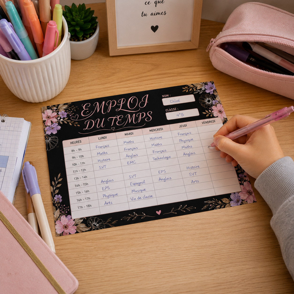 Emploi du temps à imprimer – Choisissez votre modèle
