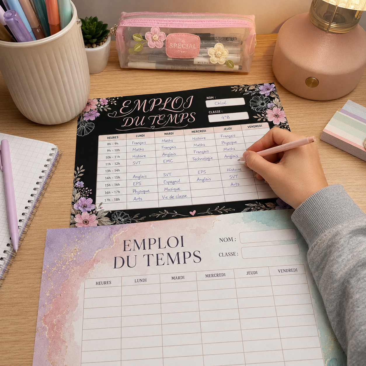 Pack de 15 emplois du temps à imprimer – Primaire, collège & lycée