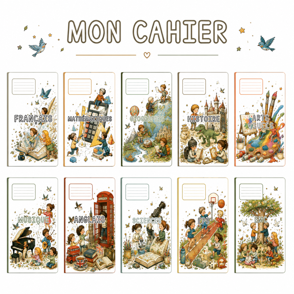 Pack Primaire Cycles 2 & 3 – 22 Pages de Garde à Imprimer