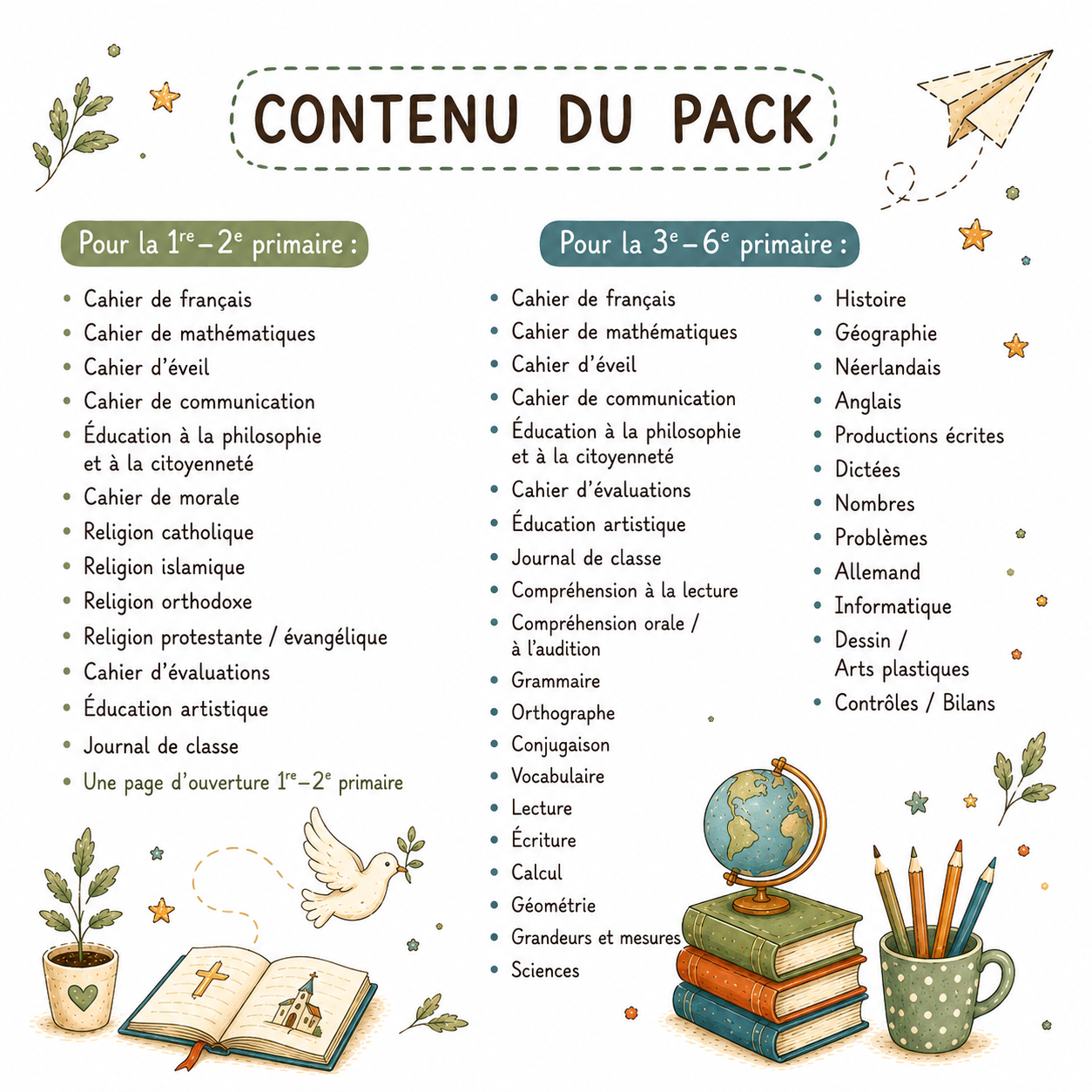 Pack Pages de Garde Primaire Belgique – 47 pages à imprimer (PDF)