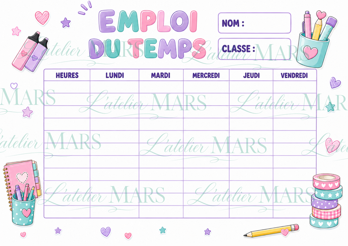 Emploi du temps à imprimer – Choisissez votre modèle