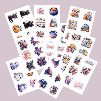 Stickers Halloween Kawaii 🎃👻 – Pack Digital (9 planches A4 à imprimer)