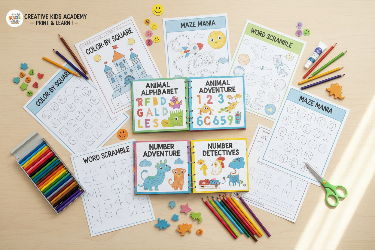 Mini-livrets, activités et fichiers PDF à imprimer.
Idéal pour les enfants, l’école et les ateliers créatifs.
